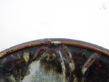 a close up of a bowl with a spider on it