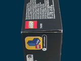 a black box with a red and white logo on it