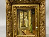 une image représentant un tableau d'une pièce avec une table et un vase