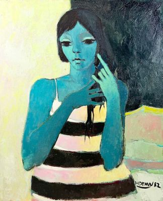 Guy DEMUN (1938) Jeune femme à la chevelure brune Huile sur …