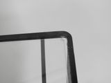 a black and white photo of a mirror with a bird on it