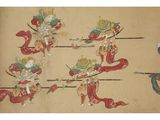 a painting of a group of people riding on horses