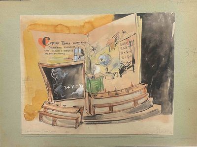 une photo représentant un dessin d'un téléviseur dans une pièce