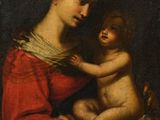 a painting of a woman holding a baby in her lap