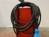 a red box with a hose and a blue water bottle in it