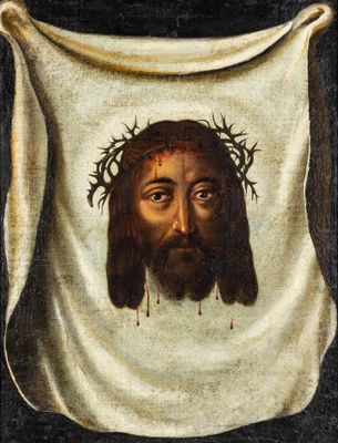 a painting of a man with a crown of thorns on his head
