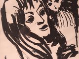 drawing of a woman holding a child in her arms