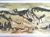 une image d'un tableau représentant une scène de montagne