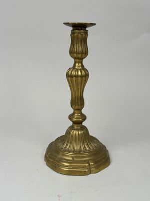 bougeoirs en laiton ancien, lot de 2