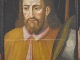 painting of a man with a beard holding a mirror in his hand