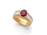 une bague en rubis et diamants