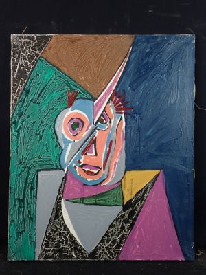 un tableau représentant un homme tenant un couteau à la main