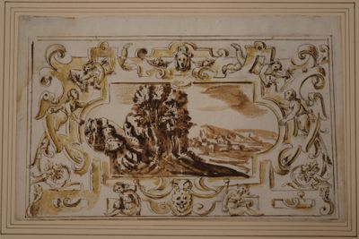 École italienne, XVIIe siècle Cadre architectural entourant …