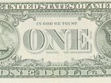 an image of a one dollar bill with the word one on it
