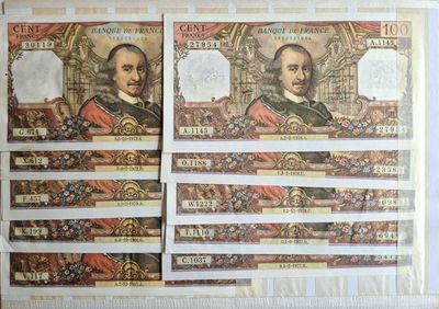 100 francs Corneille , 10 exemplaires TTB+ à SUP