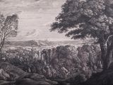 une image d'une peinture d'un paysage avec des arbres