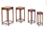 four pieces of wood furniture with a white background and a white background