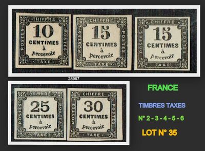 a series of three different stamps with numbers on them