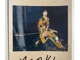 la photo d'une femme assise sur une carte postale sur laquelle figurent des inscriptions
