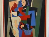 an image of a painting of a woman sitting on a chair