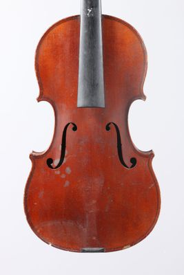 a close up of a violin with a bow on a white background