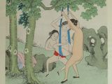 an image of a painting of a man and a woman hanging from a tree
