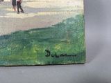 un tableau représentant un homme et une femme marchant dans la rue