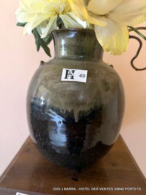 Vase boule en terre cuite vernissée - H.