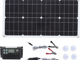 a close up of a solar panel with a charger and wires