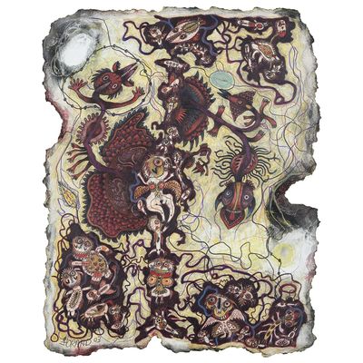 une image représentant une feuille de papier sur laquelle est dessiné un dragon