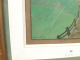 a picture of a giraffe that is standing in front of a painting
