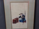 tableau représentant un homme assis sur une chaise, coiffé d'un chapeau