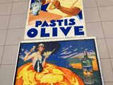 two posters of a man and a woman are on a tiled floor
