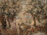 un tableau représentant un homme et une femme dans les bois