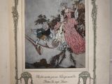 an open book with a picture of a woman and a bird on it