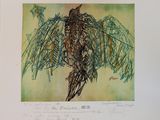 a drawing of a bird that is sitting on a piece of paper