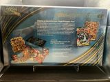 a display case with a card game inside of it