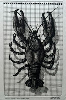 a drawing of a lobster on a piece of paper