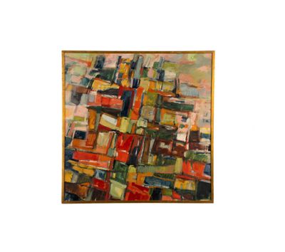 an image of a painting of a cityscape with buildings in the background