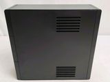 a close up of a black computer case on a white background