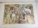 un dessin représentant un homme et une femme dans une pièce