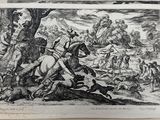 a black and white drawing of a man on a horse