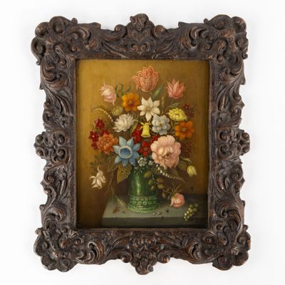 une image d'une peinture de fleurs dans un vase
