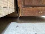 a cat that is sitting on the floor next to a door
