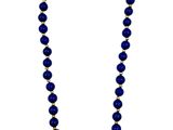 a blue beaded necklace with a gold plated clasp