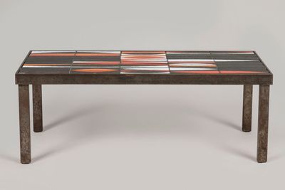 CAPRON Roger (1922-2006). Table rectangulaire à carreaux de … - Photo 1