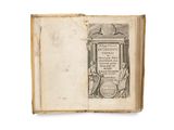 an open book with a drawing of a man holding a sword