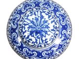 an image of a blue and white bowl on a white background
