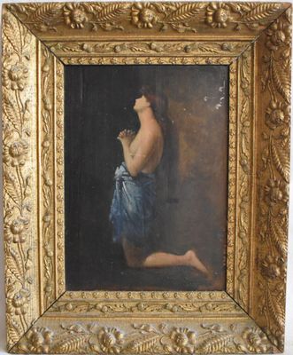 une image d'un tableau représentant une femme en robe bleue