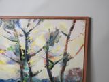 a painting on the wall of a room with a painting on the wall